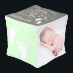 "Newborn Memories" Personalized Baby Boy Pouf Pill<br><div class="desc">Celebrate the magic of a new arrival with our "Newborn Memories" Personalized Pouf Pillow Cube. This delightful pillow cube offers a special way to commemorate baby boy's birth details, creating a gift that family and friends will treasure. Our best-selling design comes in a gentle pastel green and grey palette, customizable...</div>
