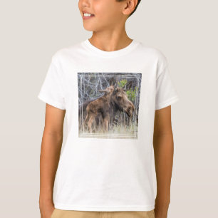 Newborn Moose Calf Nuzzling its Mother T-Shirt
