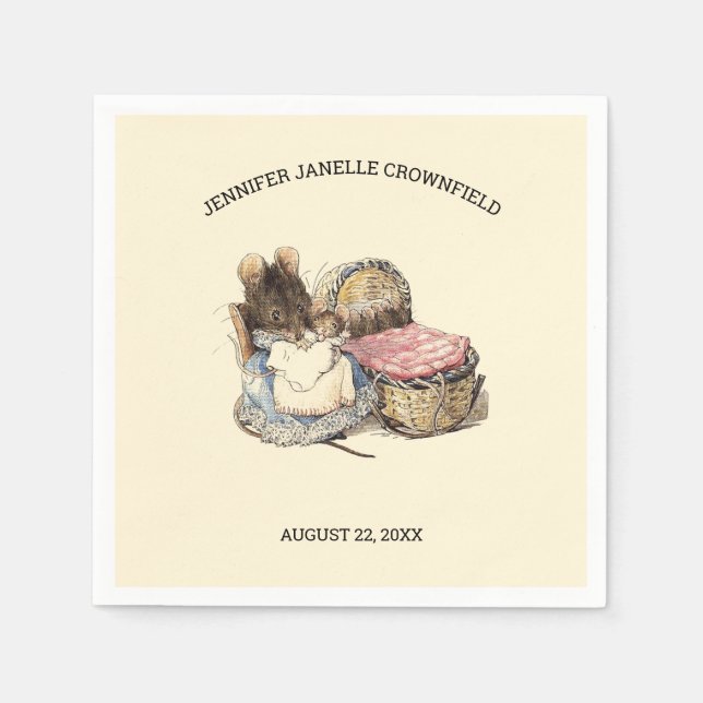 Newborn Mouse & Mother Baby Shower Napkins (Front)