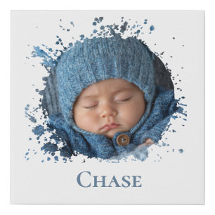 Newborn Paint Splatter Photo Faux Wrapped Canvas
