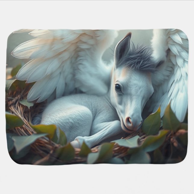 Newborn Pegasus Foal Baby Blanket (Horizontal)