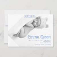 Newborn Photo Baby Boy Birth Announcement Card