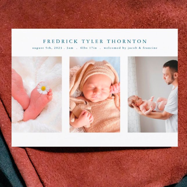 newborn  photo blue collage baby birth announcement (Creator Uploaded)