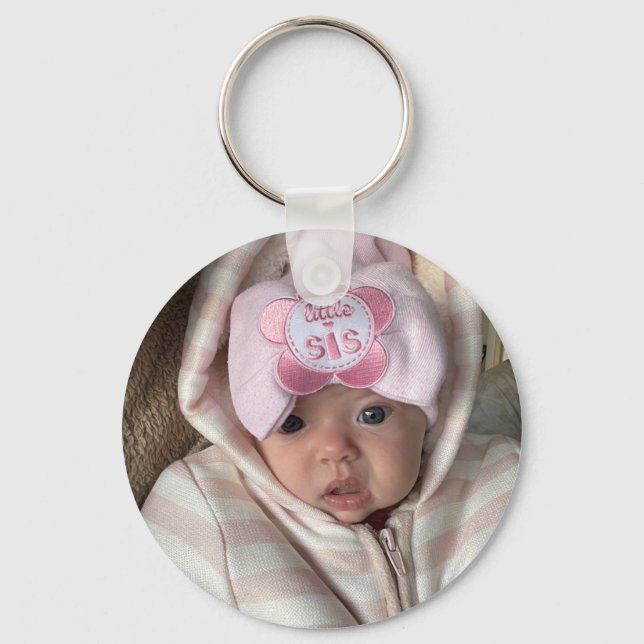 Newborn Photo Custom Keychain (Front)