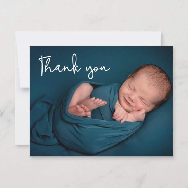 Newborn Photo Modern baby shower thank you (Front)