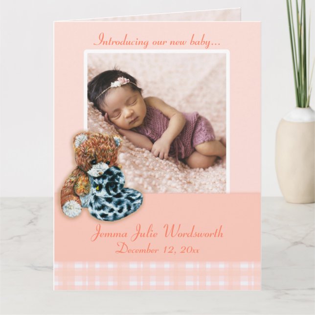 Newborn photo momento card - teddy bear (Front)