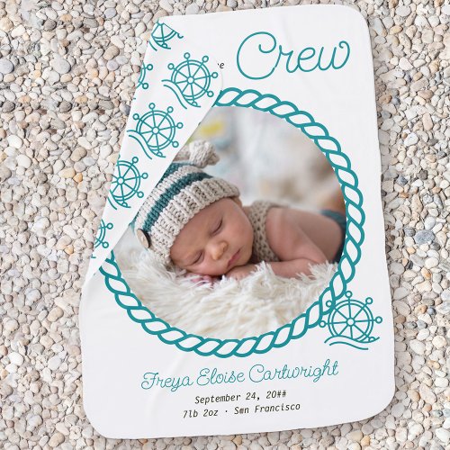 Newborn Photo New to the Crew Nautical Wheel Baby Blanket