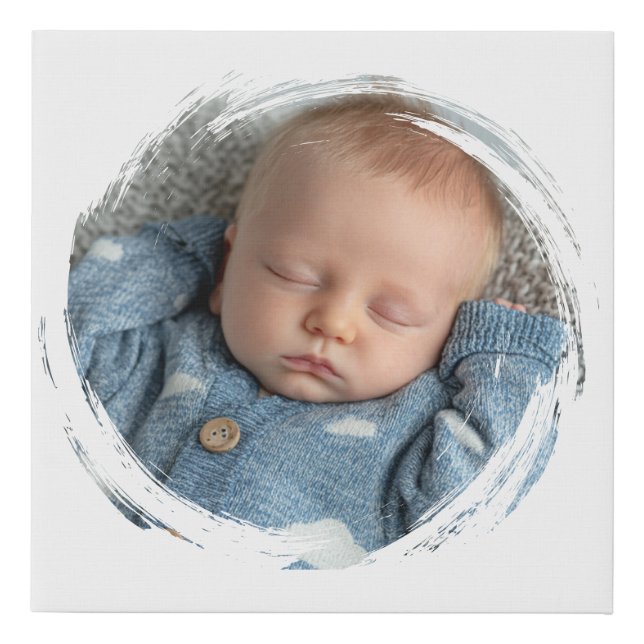 Newborn Photo Print Faux Wrapped Canvas Circle (Front)