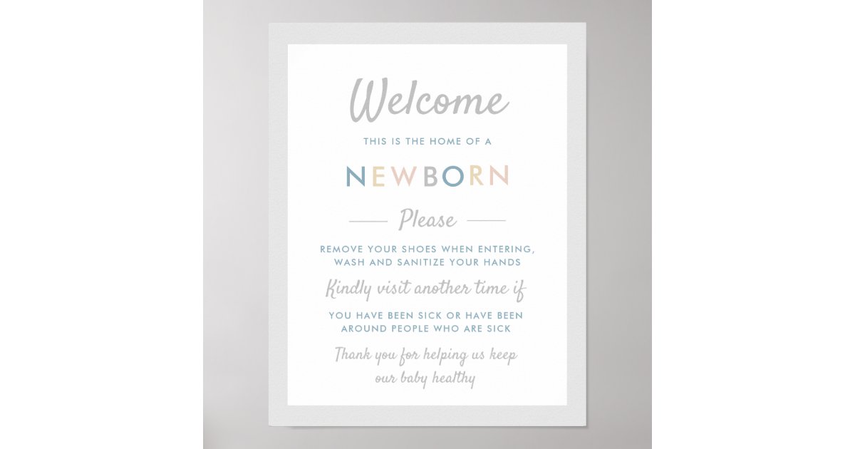 Newborn sign, wash hands poster Zazzle
