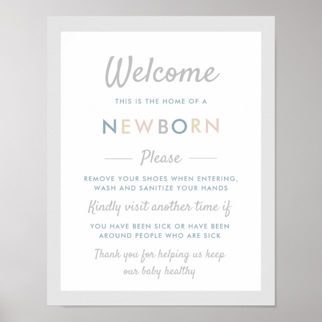 Newborn sign, wash hands poster (Front)