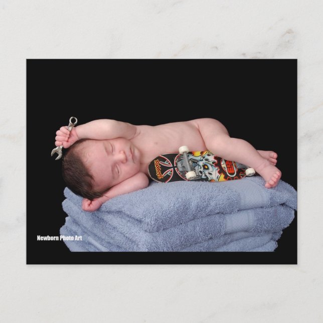 Newborn Skateboard Baby Postcard (Front)