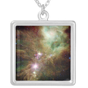 Newborn stars in the Christmas Tree cluster Silver Plated Necklace