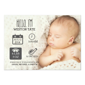 Newborn Stats Birth Announcement