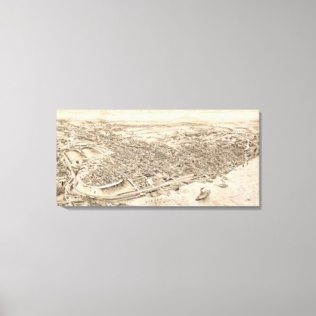 Newburgh, New YorkPanoramic MapNewburgh, NY Canvas Print (Front)