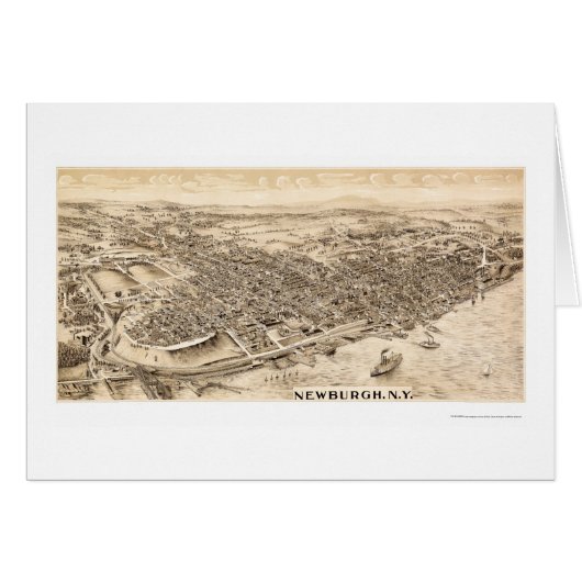 Newburgh, NY Panoramic Map - 1900 Cards (Front Horizontal)
