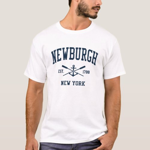 Newburgh NY Vintage Navy Crossed Oars  Anchor T_Shirt