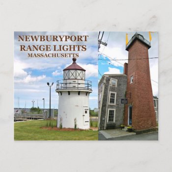 Newburyport Harbor Range Lights  Mass Postcard by LighthouseGuy at Zazzle
