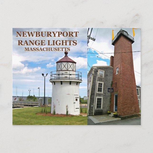 Newburyport Harbor Range Lights, Mass Postcard (Front)