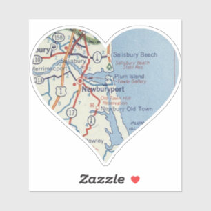 Newburyport MA Vintage Map Sticker