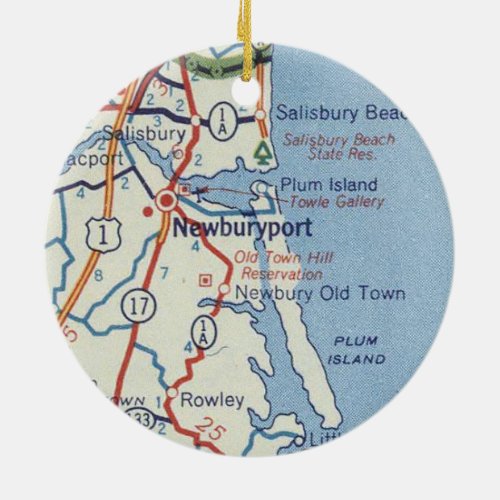 Newburysport Vintage Map Ceramic Ornament