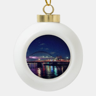 Newcastle bridges ceramic ball christmas ornament