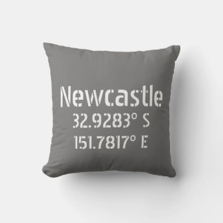 Newcastle NSW Latitude and Longitude Throw Pillow