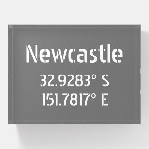 Newcastle NSW Latitude Longitude Paperweight