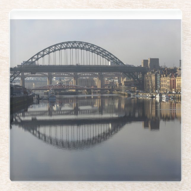 Newcastle Quayside & the Tyne Bridge Glass Coaster (Front)
