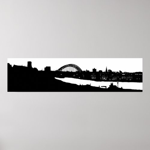 Newcastle upon Tyne Panoramic Silhouette Poster