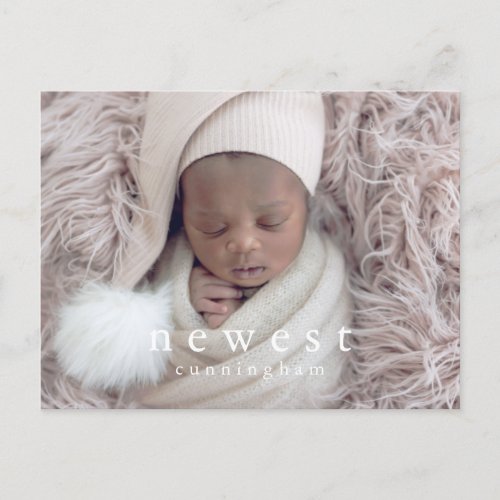 Newest Family Member Modern Chic Baby Birth Announcement Postcard