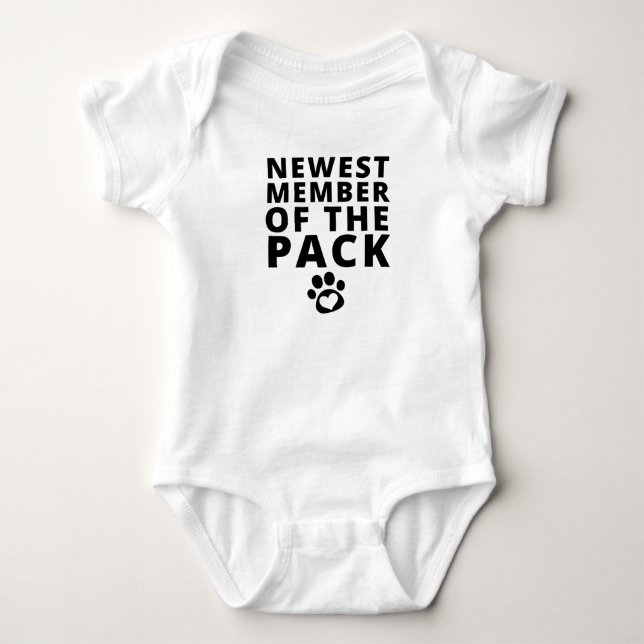 Newest Member of The Pack cute Puppy Paw Gift Baby Bodysuit (Front)