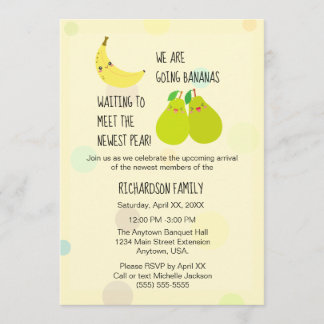 Newest Pear Gender Neutral Twins Baby Shower Invitation