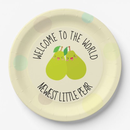 Newest Pear Gender Neutral Twins Baby Shower Paper Plates