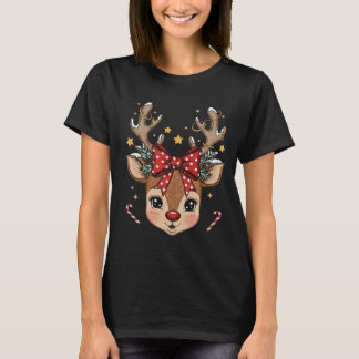 Newest Tshirt Black Tee Xmas Deer Graphic