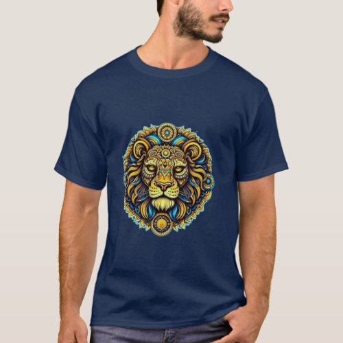 newest vector art classical lion head circle logo T_Shirt
