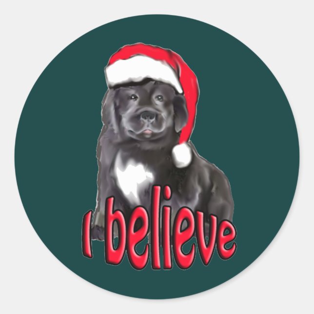 Newf puppy Christmas Classic Round Sticker (Front)