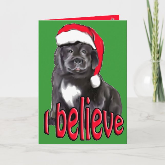 Newf puppy Christmas Holiday Card (Front)