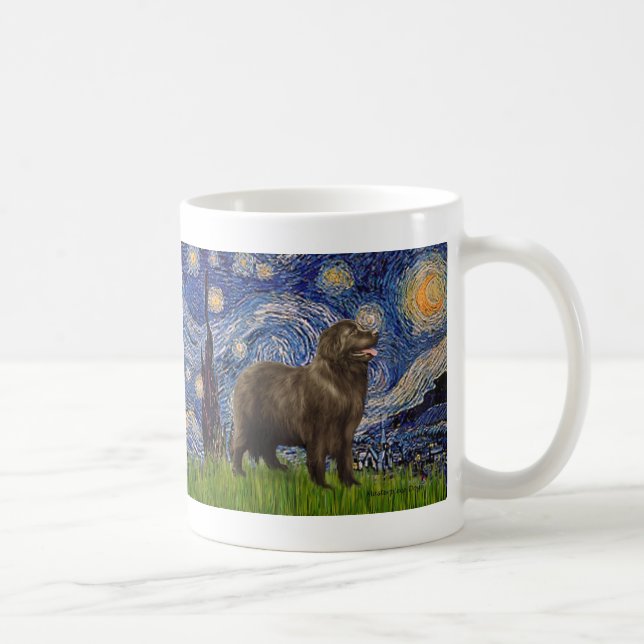 Newfie (brown2) - Starry Night Coffee Mug (Right)