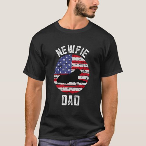Newfie Dad Newfoundland Dog Gift American Flag New T_Shirt