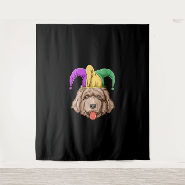 Newfie dog with hat | newfoundland owner gift tapestry (Front)