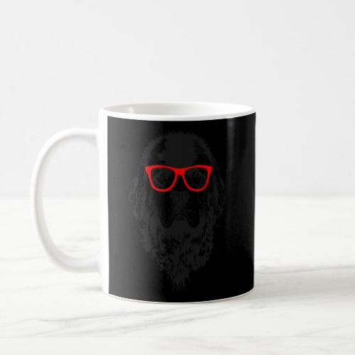 Newfie In Red Glasses Nerd Newfoundland Dog Coffee Mug