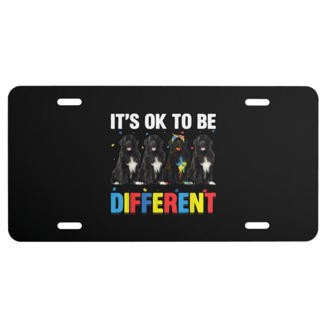 Newfie | It's OK To Be Different | Funny Newfie License Plate (Front)