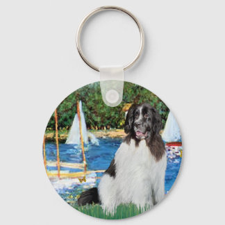 Newfie Landseer 3 - Sailboats Keychain