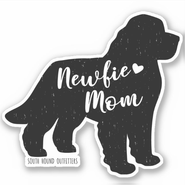 Newfie Mom, Newfoundland Custom-Cut Vinyl Sticker (Front)