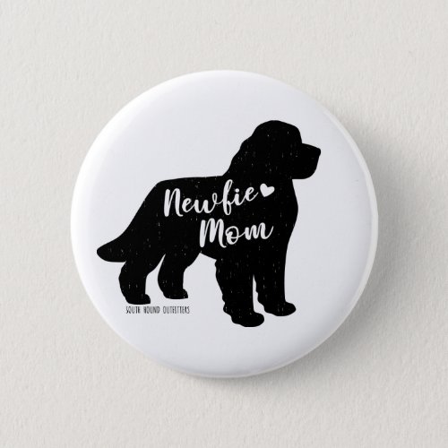 Newfie Mom Newfoundland Dog Silhouette Button