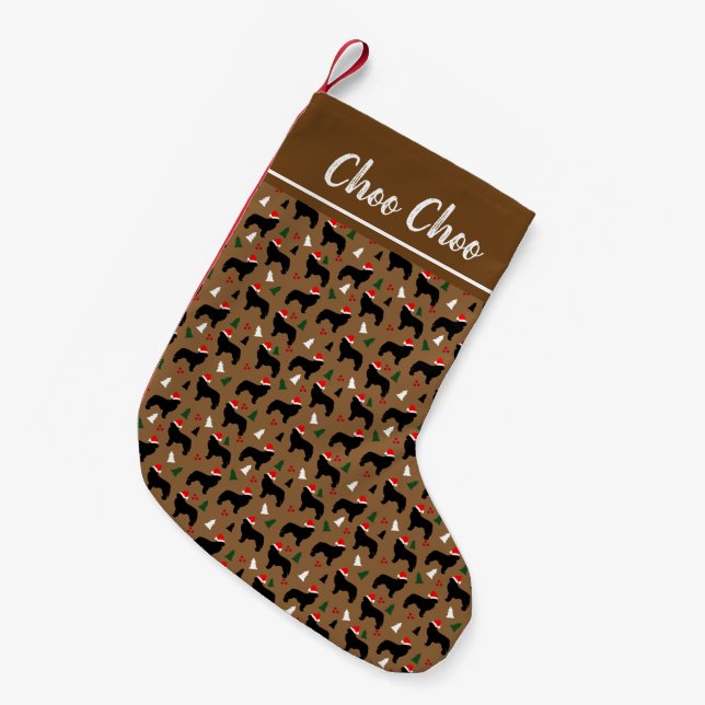 Newfies Newfoundland Christmas Santa Hat Festive Small Christmas Stocking (Front (Hanging))