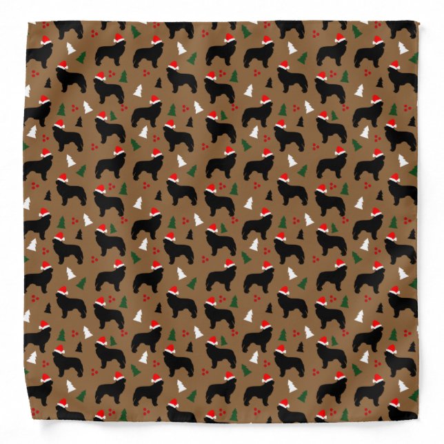 Newfies Santa Hat Newfoundland Dogs Christmas  Bandana (Front)