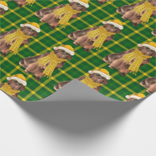 Newfloundland Dog Holiday Green Plaid Christmas Wrapping Paper