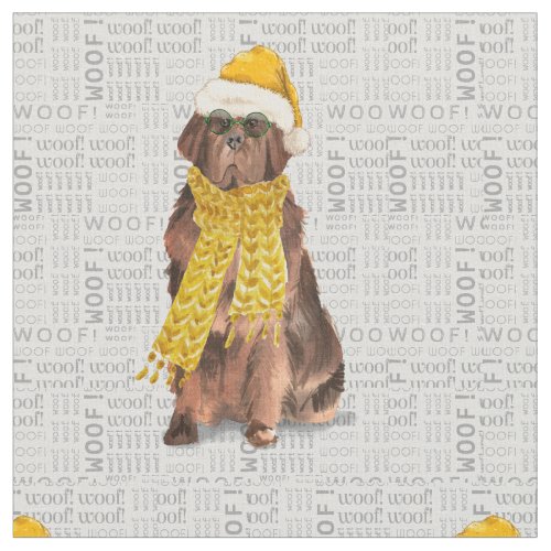 Newfound Dog on Woof Art Christmas Holiday Fabric