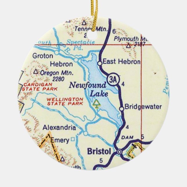 Newfound Lake, NH Map Christmas Ornament (Front)